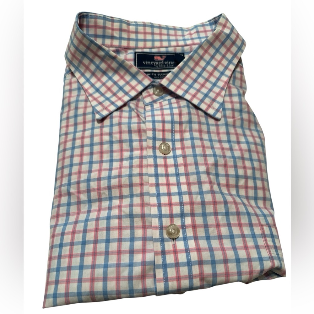 Vineyard Vines Slim Fit Tucker Shirt XXL 100% Cotton Multicolor Checkered Mens